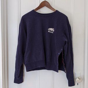 Roots Blue Crew Sweater w/ Side Snaps Unique